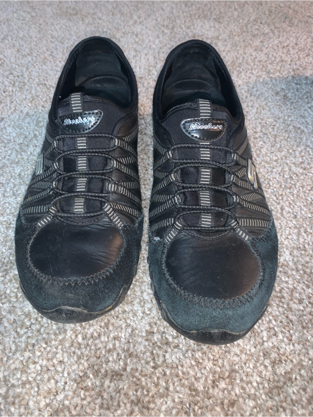 Skechers Black Slip-On Athletic Sneakers with Gray Accents